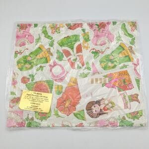 Vintage Christmas Wrapping Paper Flat Girls Doll Holiday Gift Tag NOS Vintage